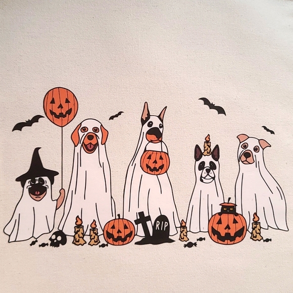 DOG Halloween shoulder totes - dog ghost costume theme - Picture 2 of 2